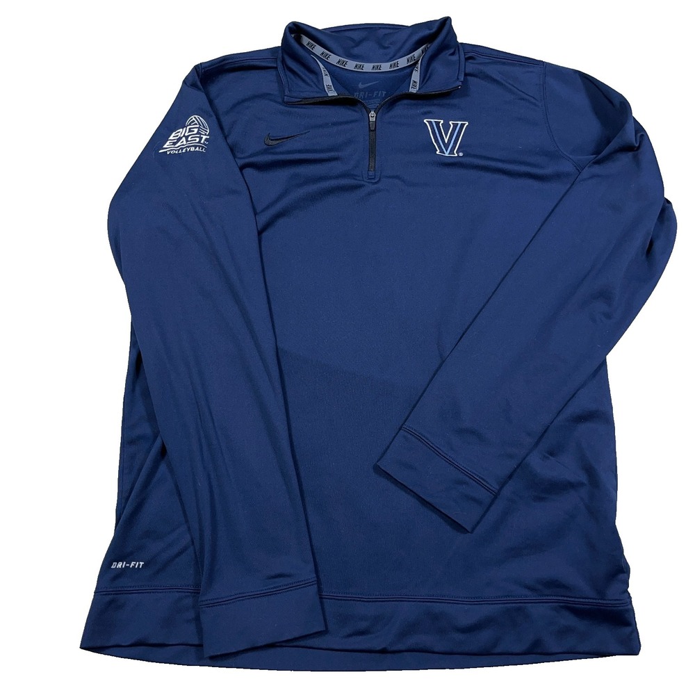 Villanova Wildcats Sweater Women XL Blue Nike Dri Fit Pullover Quarter 1/4 Zip